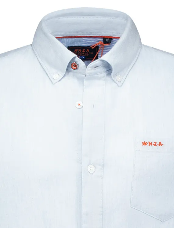 NZA overhemd Ellis blauw effen borstzak