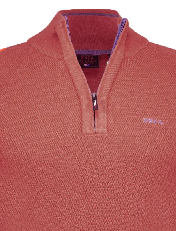 NZA half zip trui frambooskleurig katoen