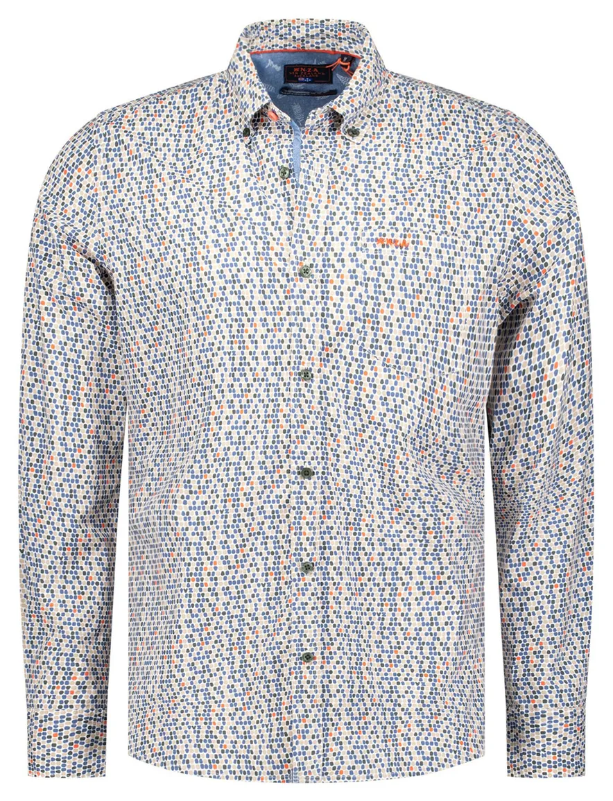 Overhemd Andre geprint blauw button-down