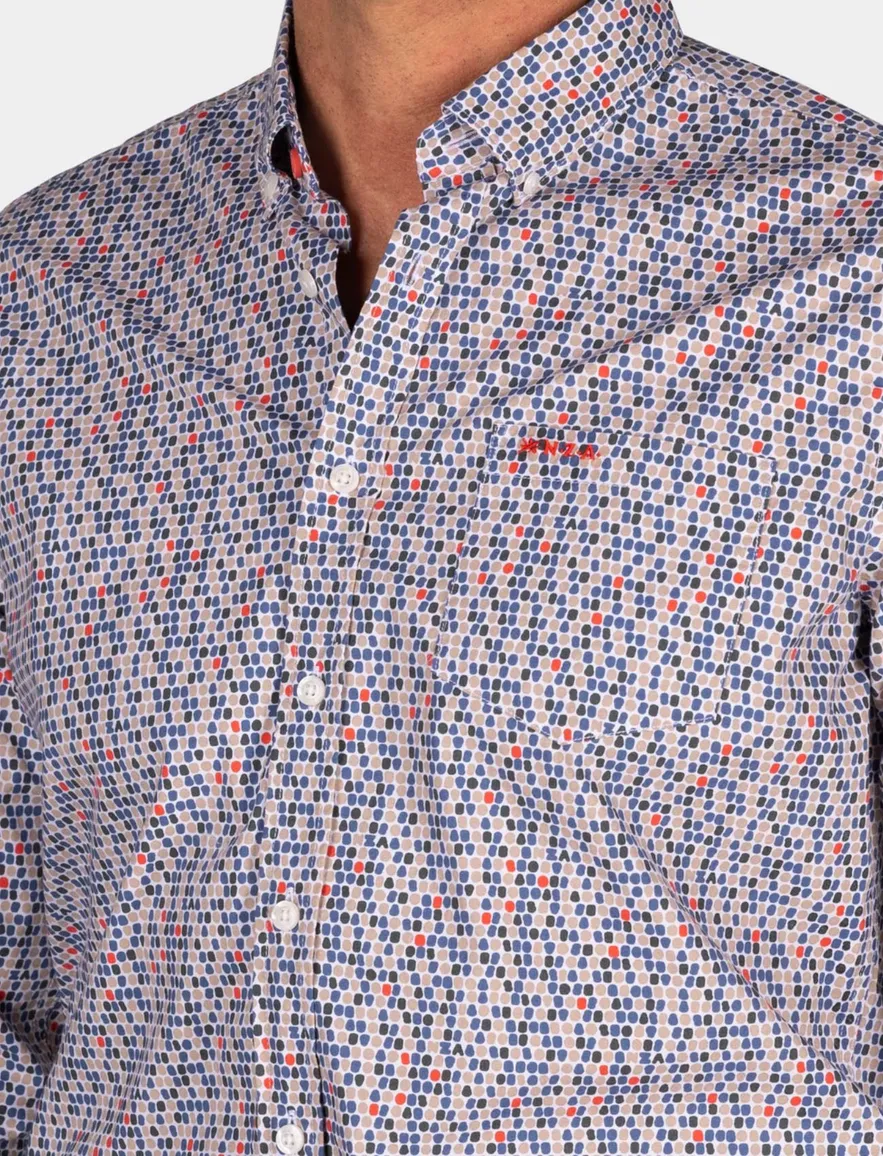 Overhemd Andre geprint blauw button-down