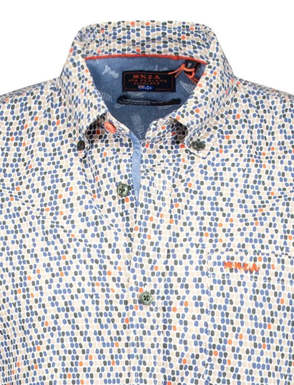Overhemd Andre geprint blauw button-down