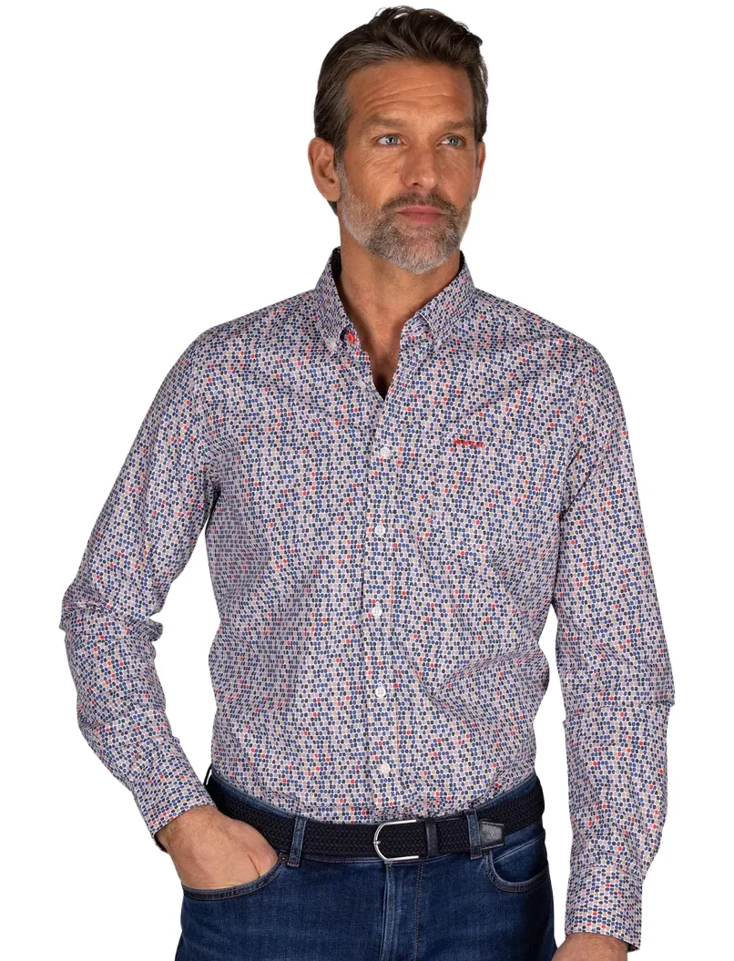 Overhemd Andre geprint blauw button-down