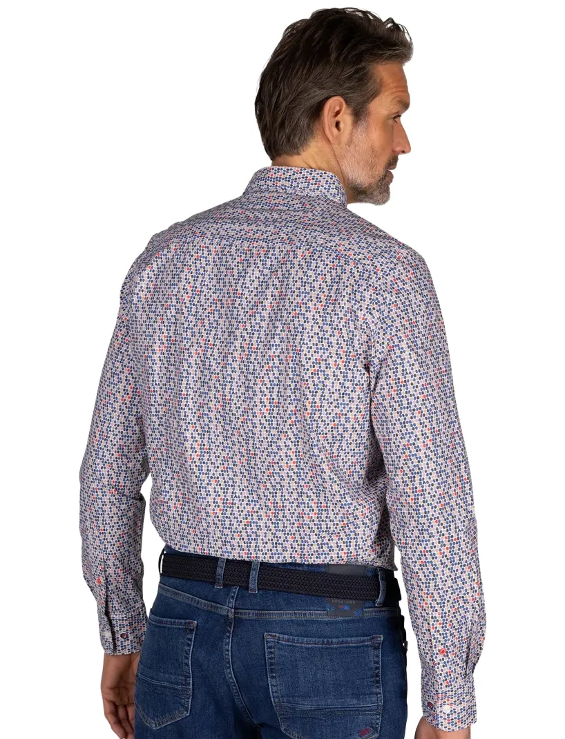 Overhemd Andre geprint blauw button-down
