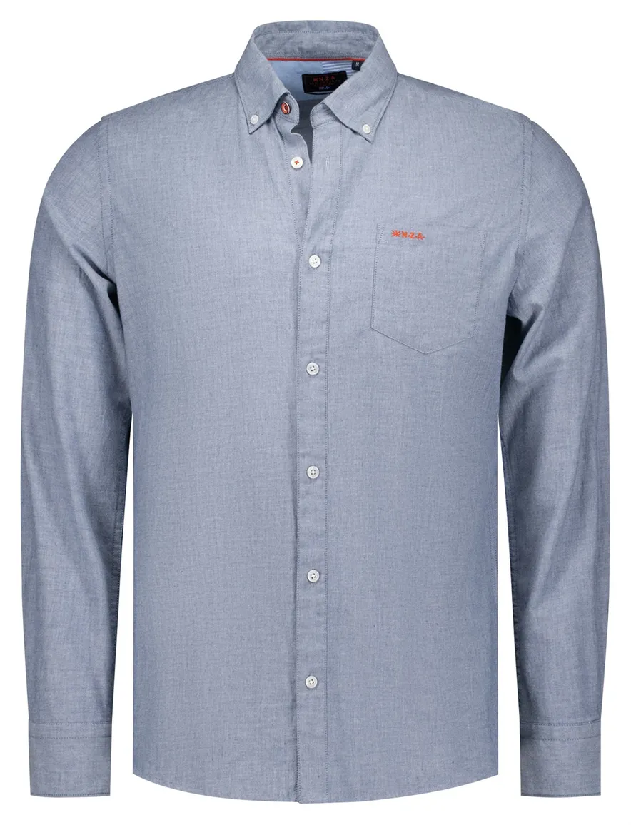 NZA overhemd Ellis blauw borstzak normale fit