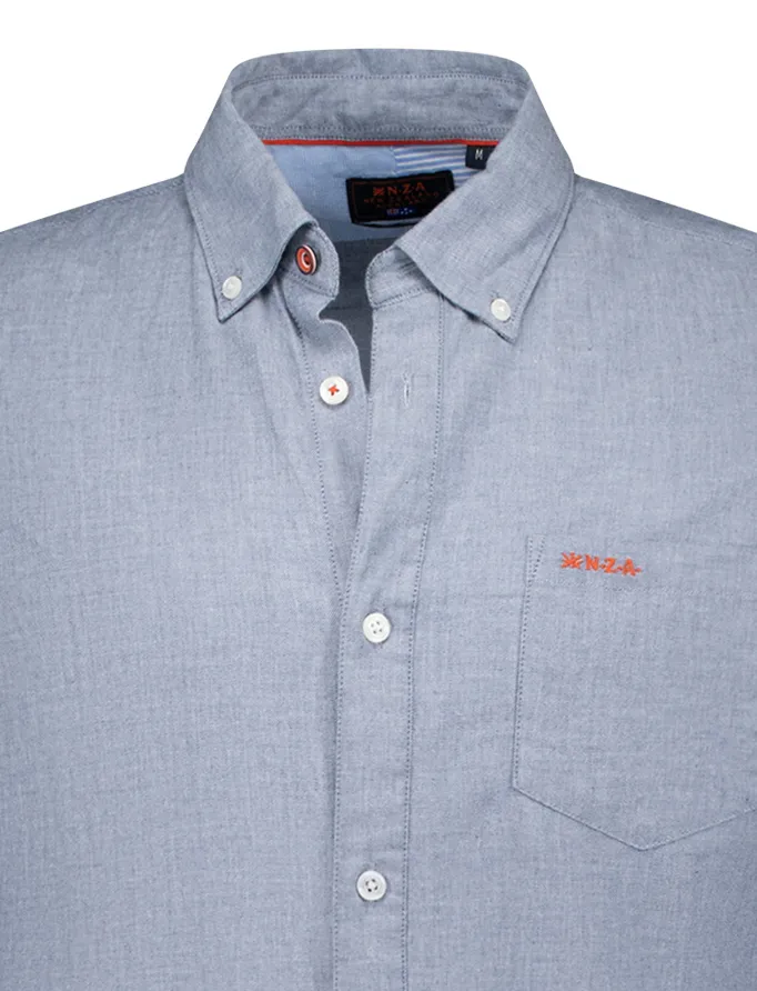 NZA overhemd Ellis blauw borstzak normale fit