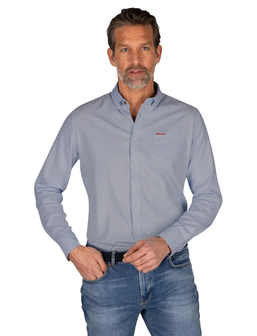 NZA overhemd Ellis blauw borstzak normale fit