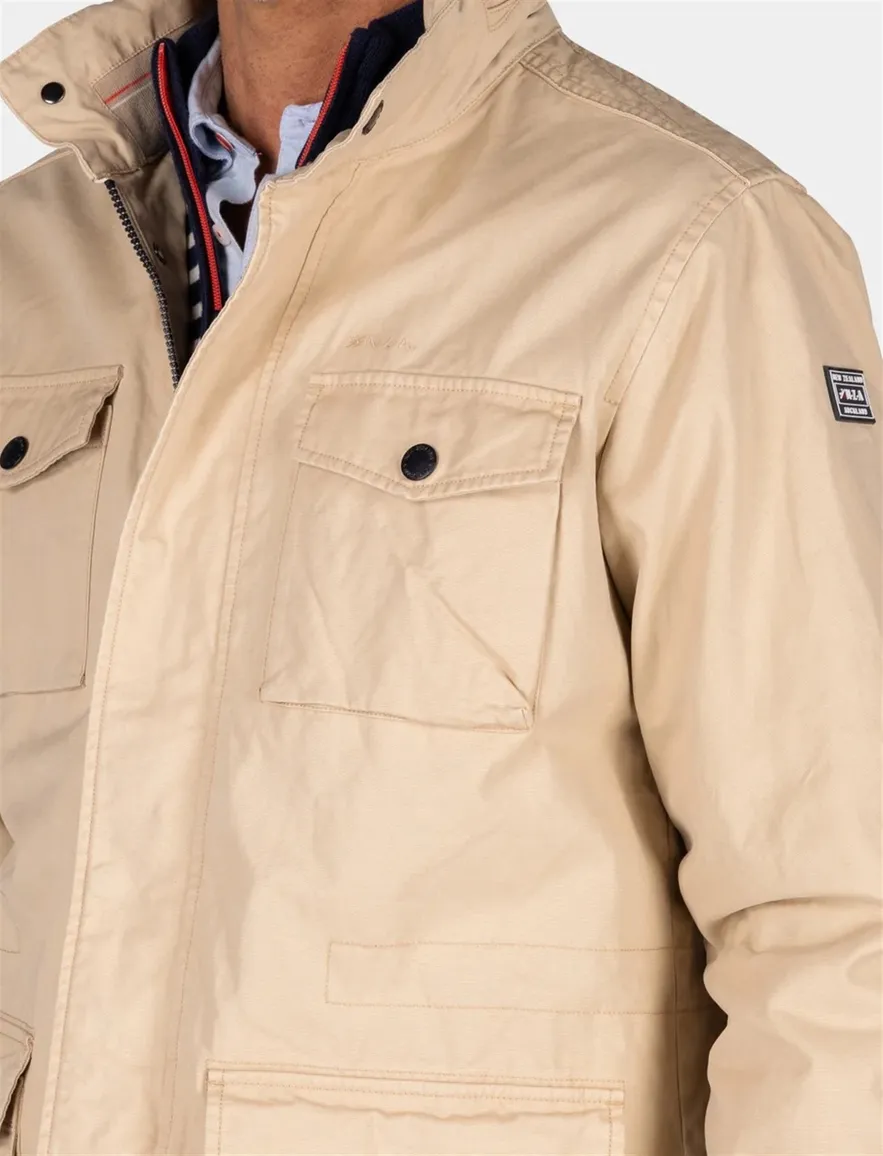 NZA zomerjas beige borstzakken effen katoen