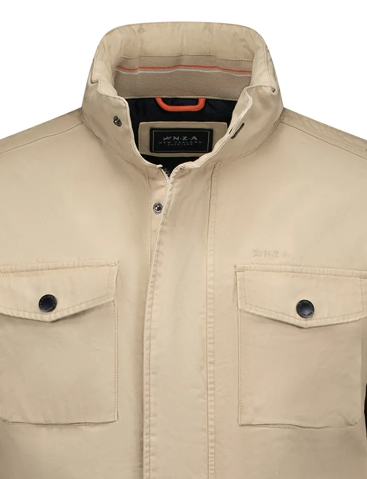 NZA zomerjas beige borstzakken effen katoen
