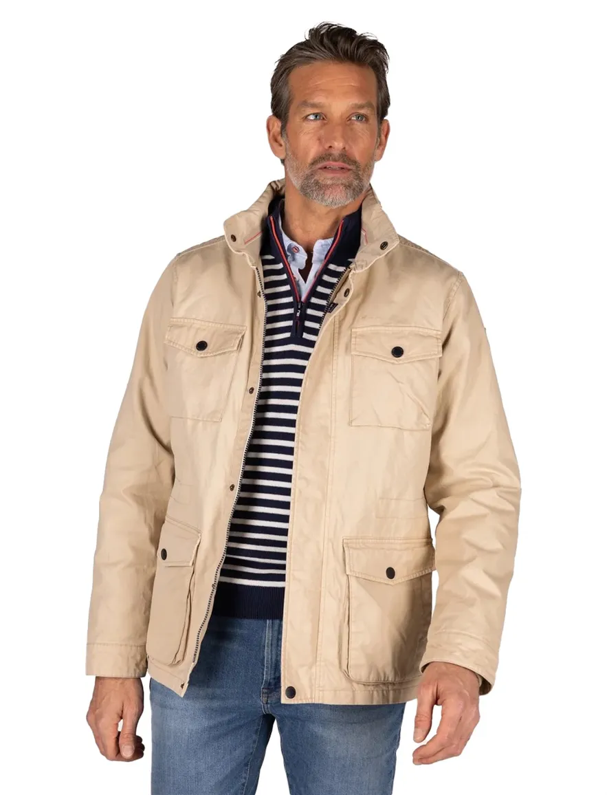 NZA zomerjas beige borstzakken effen katoen
