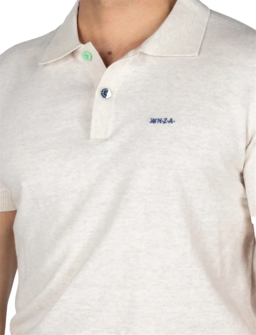 New Zealand poloshirt met band Sergio beige normale fit