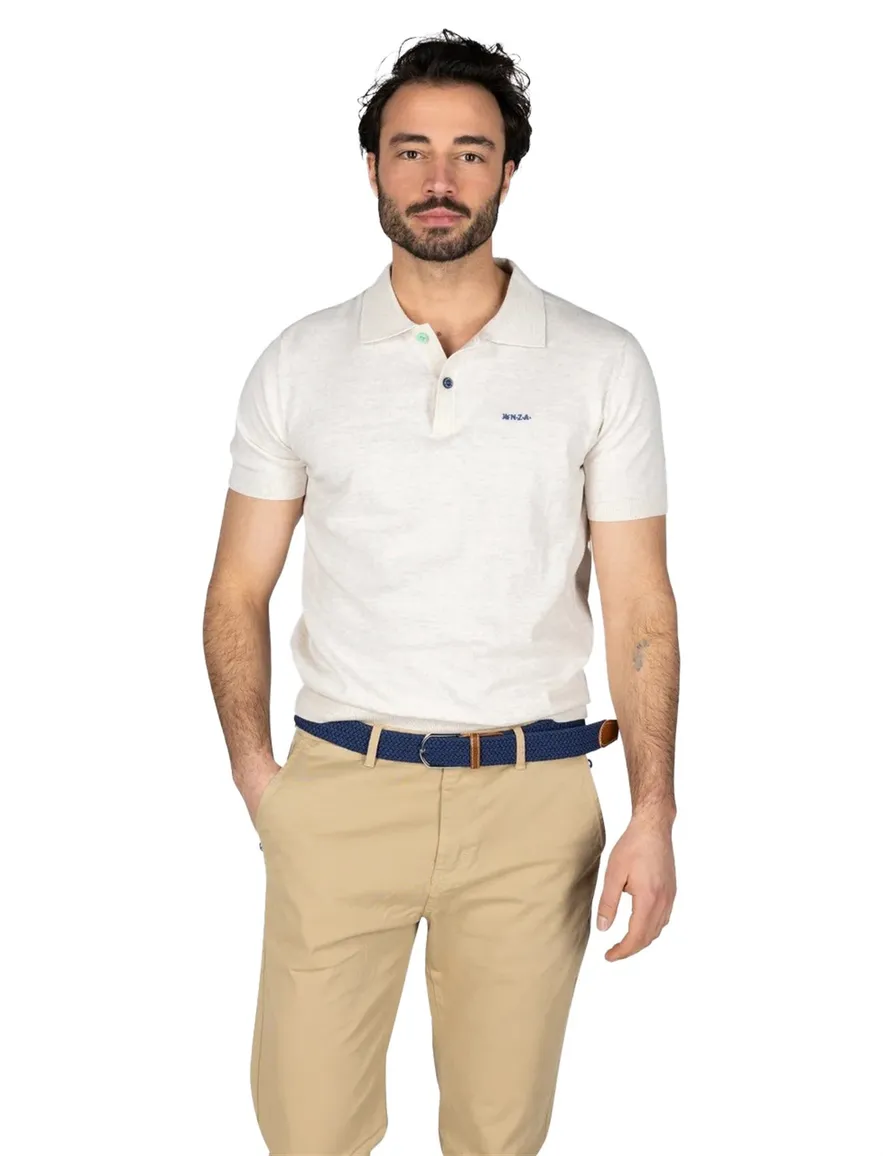 New Zealand poloshirt met band Sergio beige normale fit