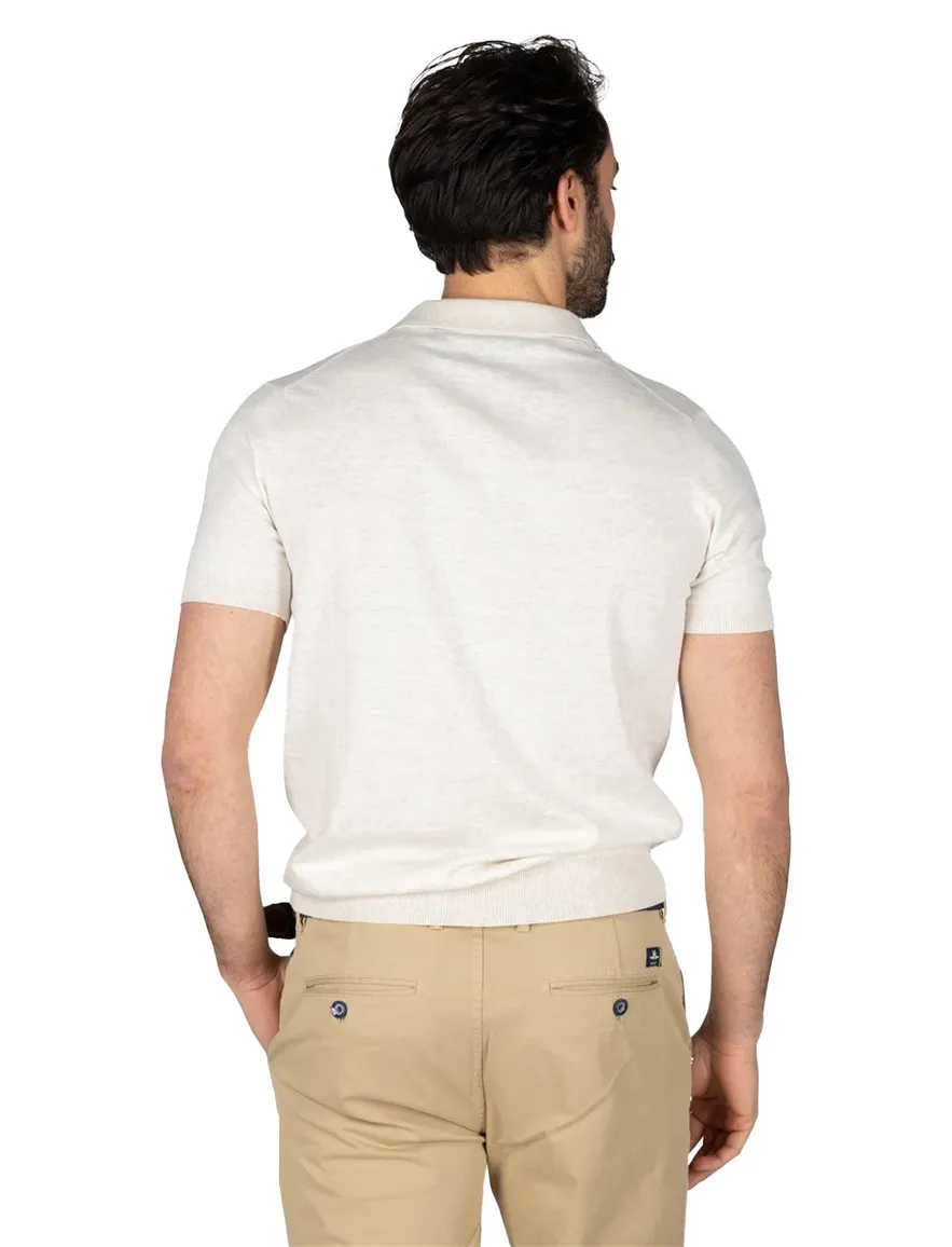 New Zealand poloshirt met band Sergio beige normale fit