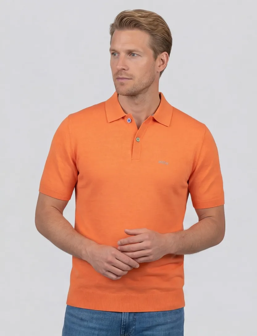 New Zealand poloshirt met band Sergio oranje normale fit