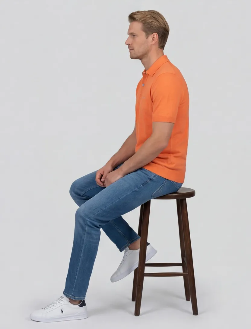 New Zealand poloshirt met band Sergio oranje normale fit