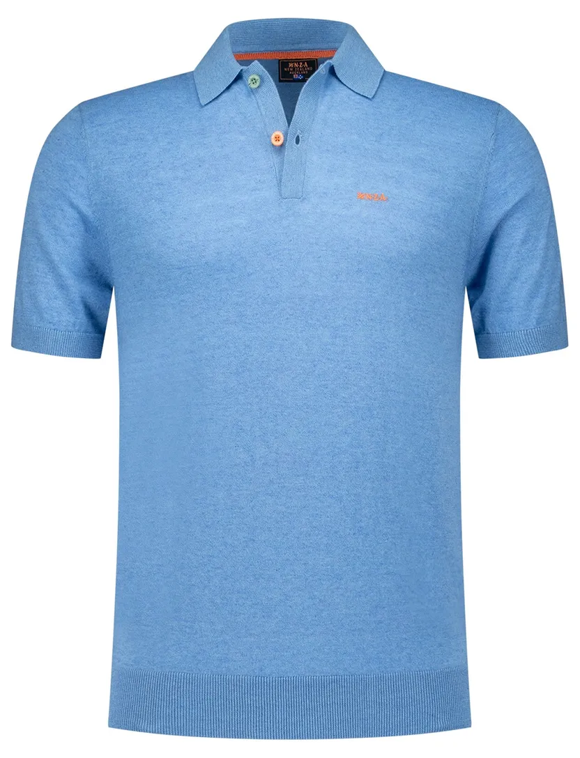 New Zealand polo met band Sergio effen middenblauw