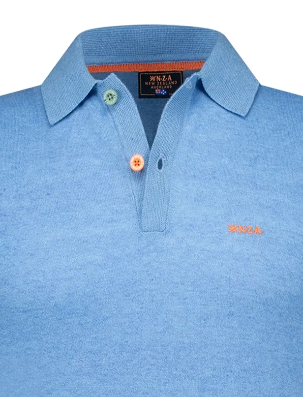 New Zealand polo met band Sergio effen middenblauw