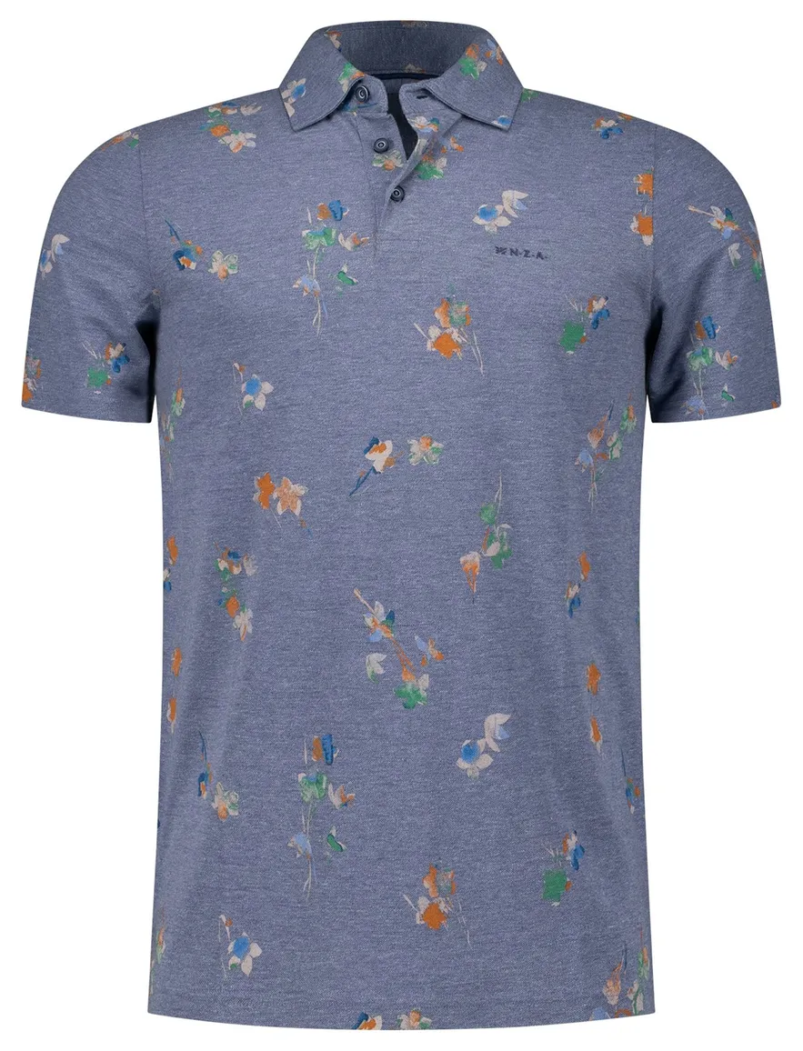 NZA polo blauw gemeleerd Russel