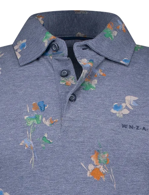 NZA polo blauw gemeleerd Russel