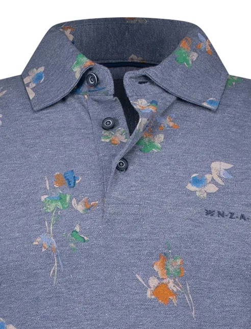NZA polo donkerblauw gemeleerd Russel