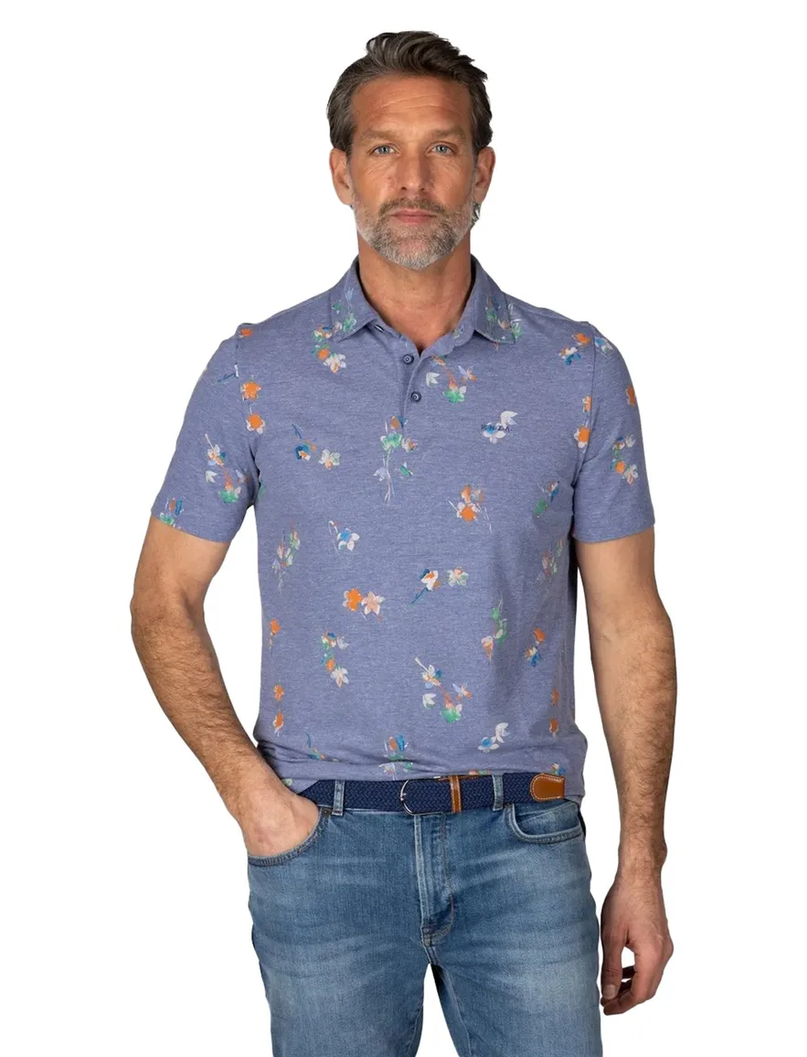 NZA polo blauw gemeleerd Russel