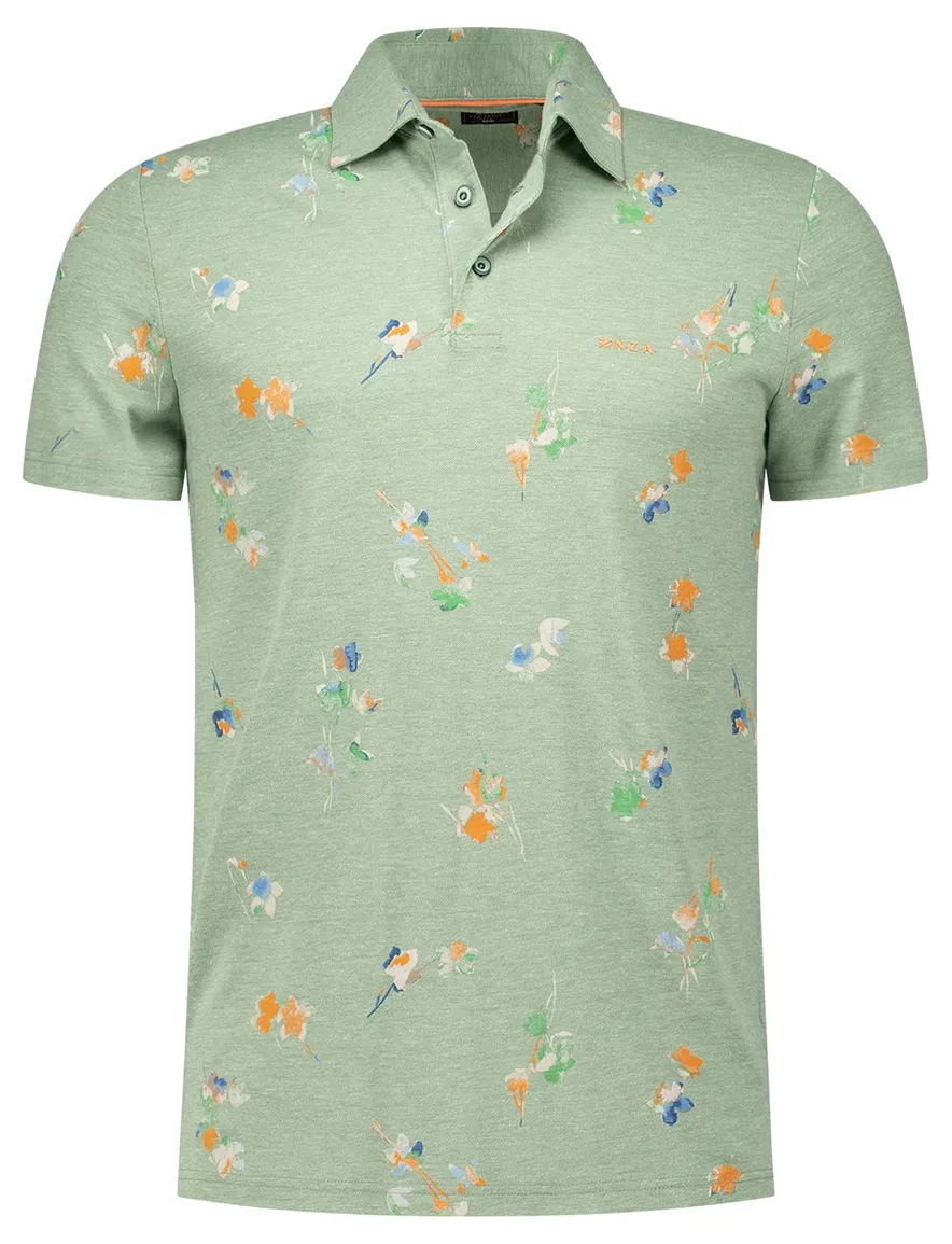 NZA poloshirt Russell groen geprint