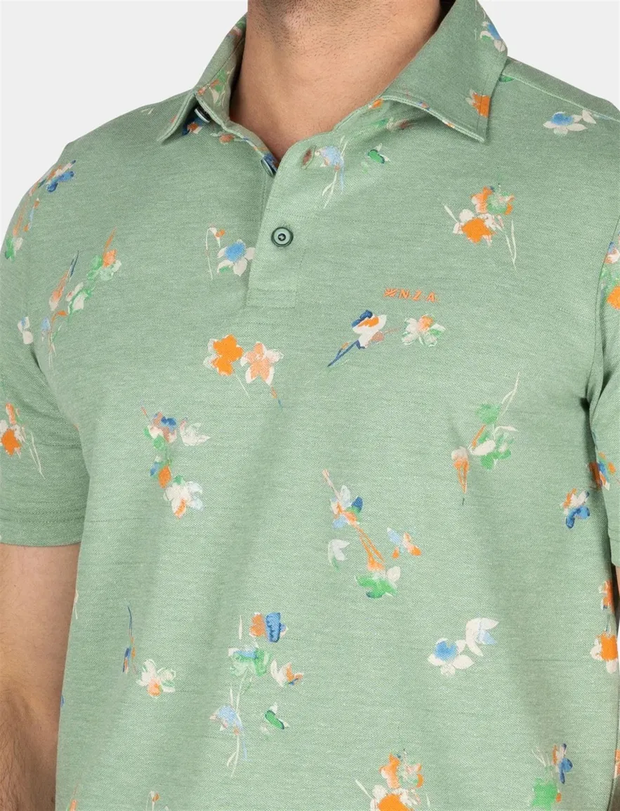 NZA poloshirt Russell groen geprint