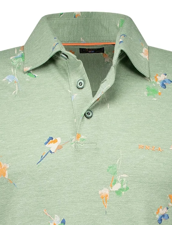 NZA poloshirt Russell groen geprint