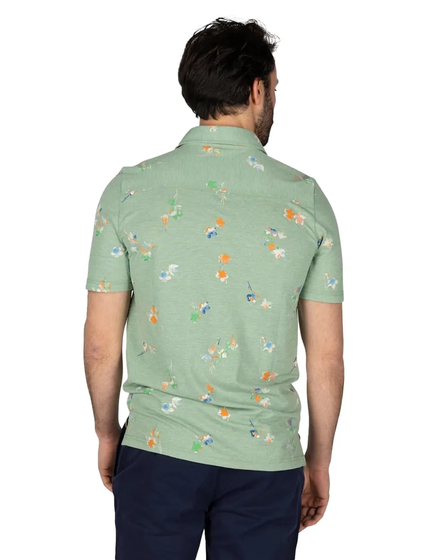 NZA poloshirt Russell groen geprint