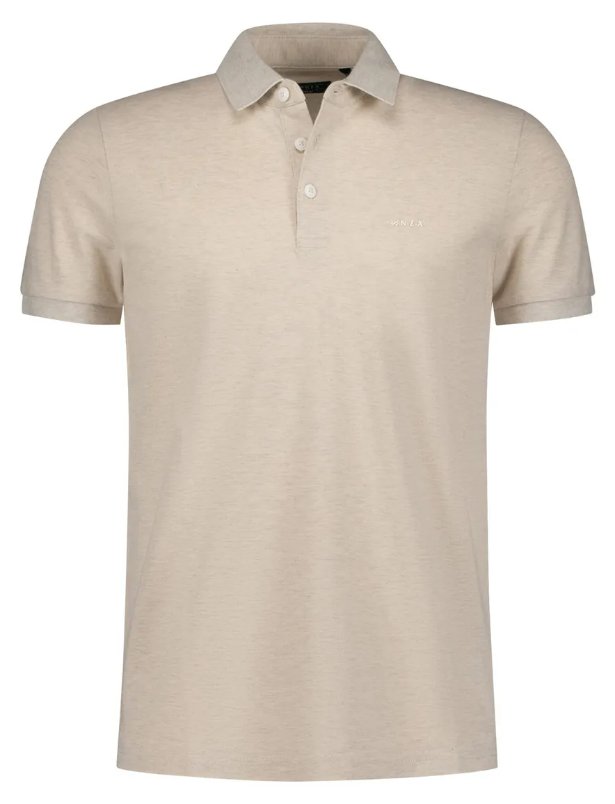 New Zealand poloshirt Colin beige gemeleerd normale fit