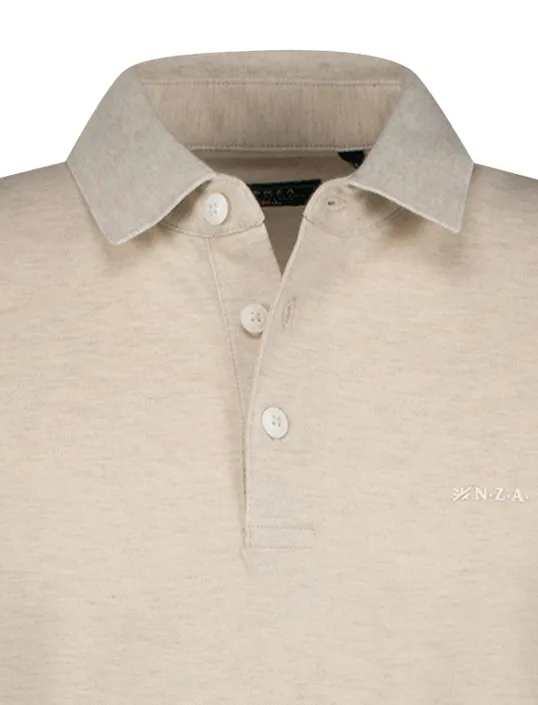 New Zealand poloshirt Colin beige gemeleerd normale fit
