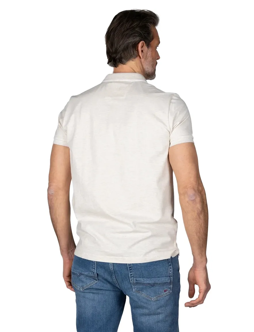New Zealand poloshirt Colin beige gemeleerd normale fit