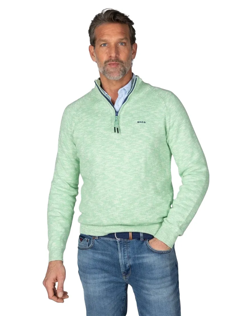 New Zealand Baylon half zip trui groen