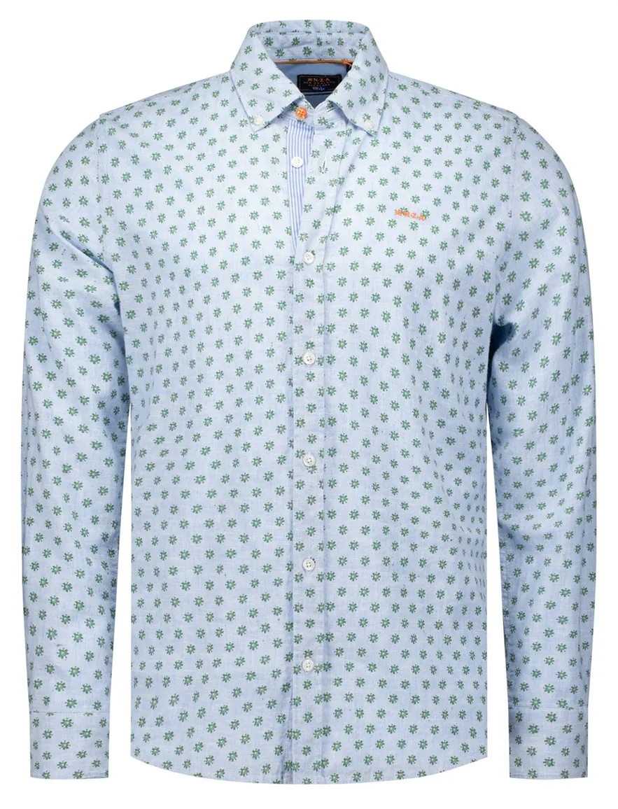New Zealand blauw overhemd Tate geprint