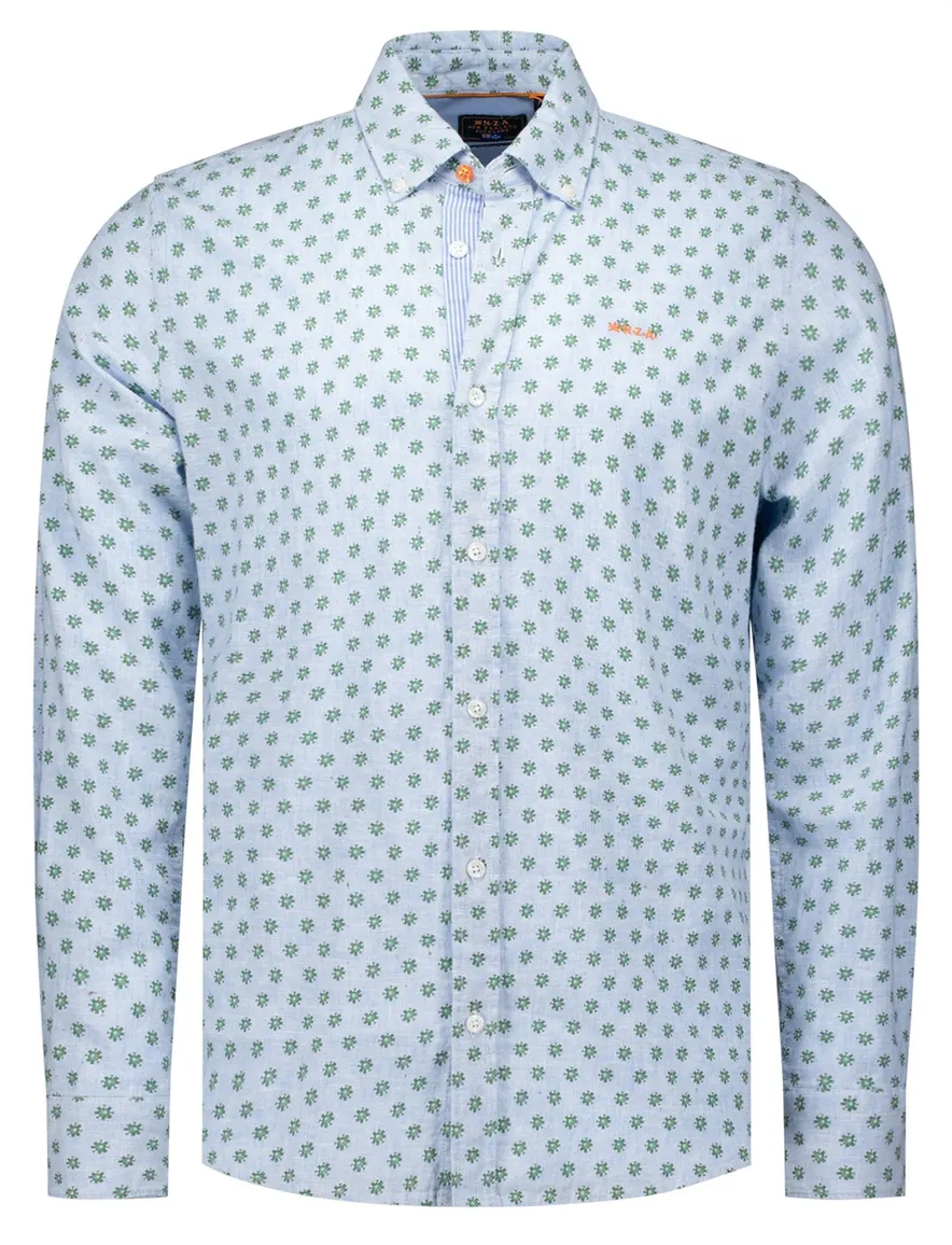 NZA blauw overhemd Tate geprint