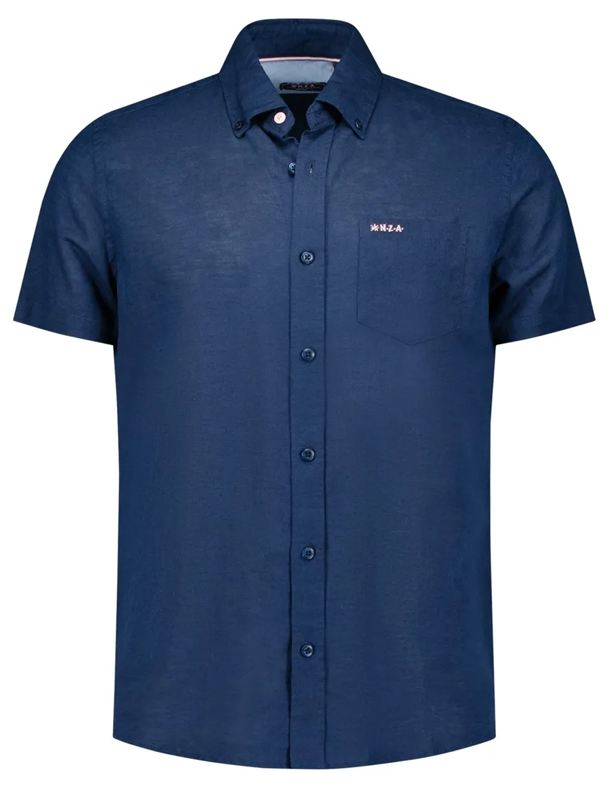 NZA overhemd korte mouw Clayton donkerblauw normale fit