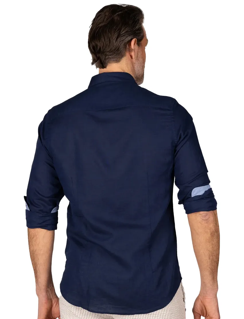 NZA overhemd korte mouw Clayton donkerblauw normale fit