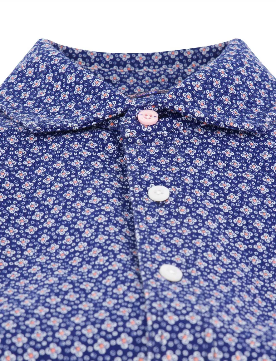 NZA overhemd blauw print katoen