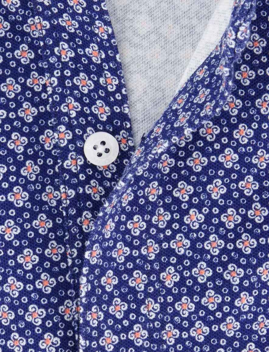 NZA overhemd blauw print katoen