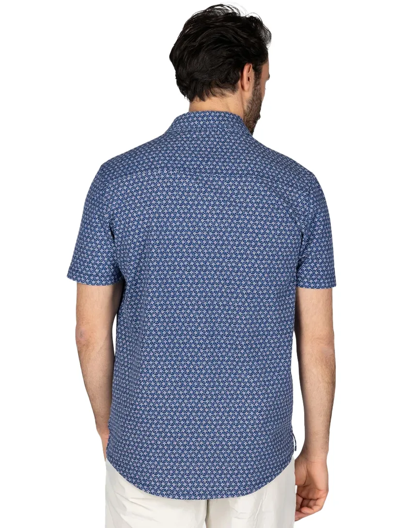 New Zealand overhemd blauw geprint katoen normale fit