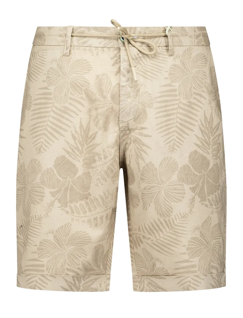 bermuda New Zealand beige geprint katoen linnen