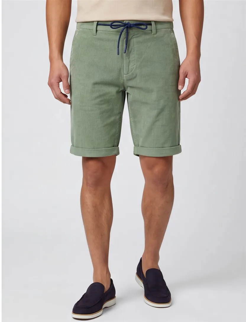 New Zealand katoenen korte broek groen normale fit ribstof