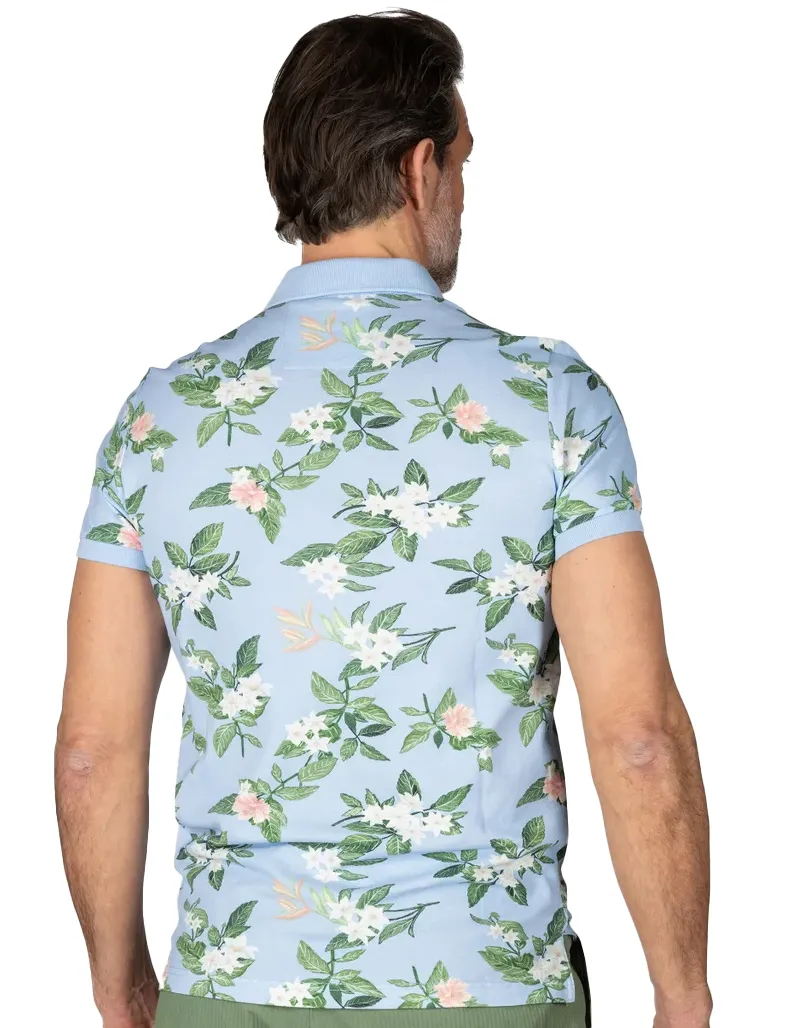 poloshirt New Zealand Ismael lichtblauw geprint