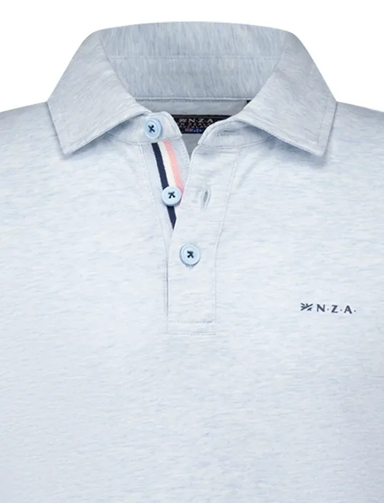 NZA poloshirt Briggs lichtblauw gemeleerd