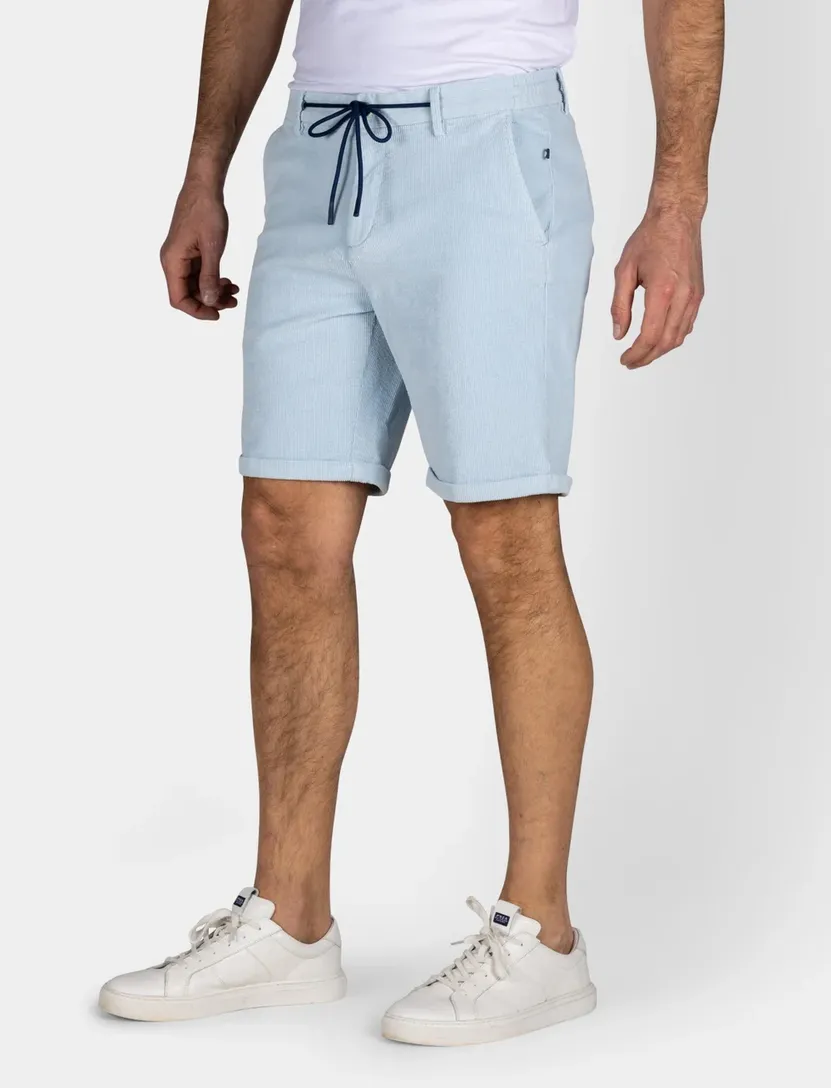 NZA korte broek effen lichtblauw normale fit katoen ribstof
