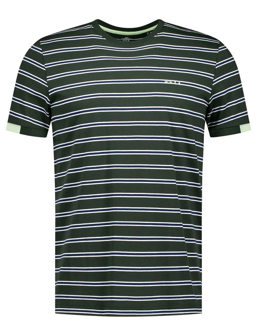 NZA t-shirt groen gestreept normale fit katoen | Schulte Herenmode
