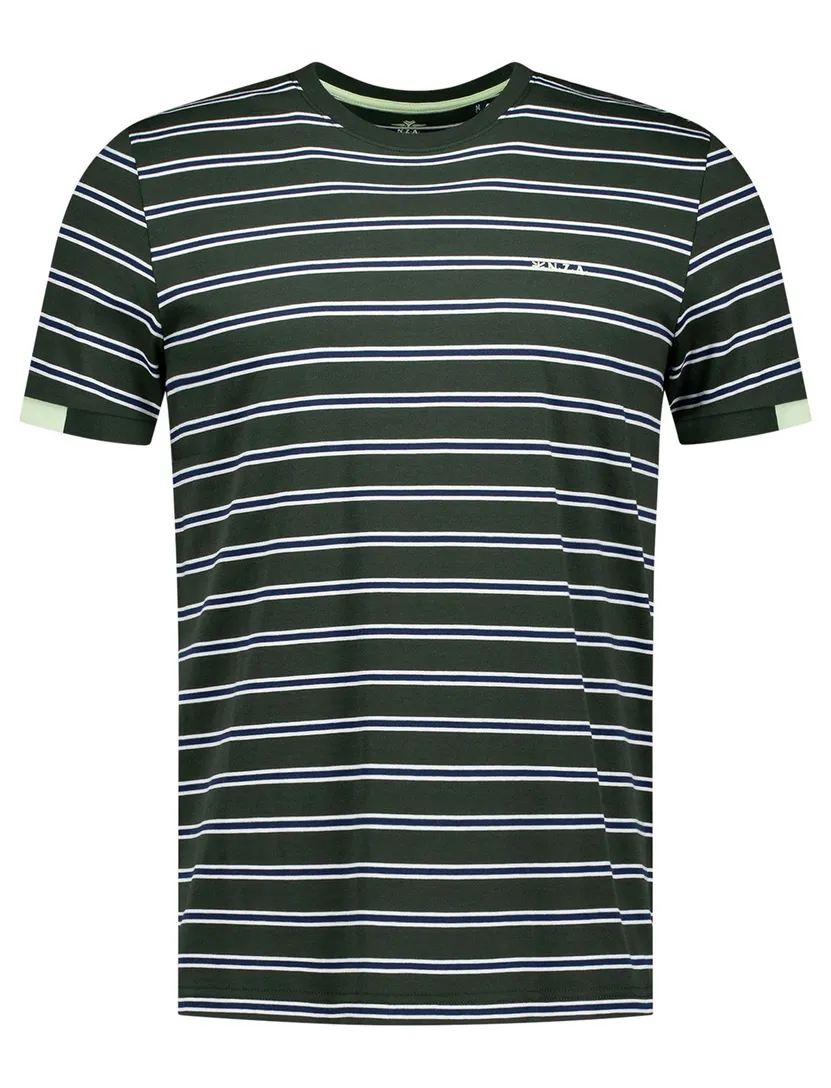 New Zealand t-shirt groen gestreept normale fit