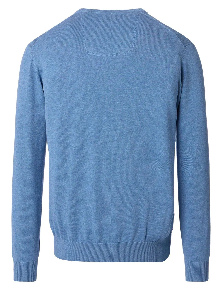 Casa Moda trui v-hals effen blauw wijde fit