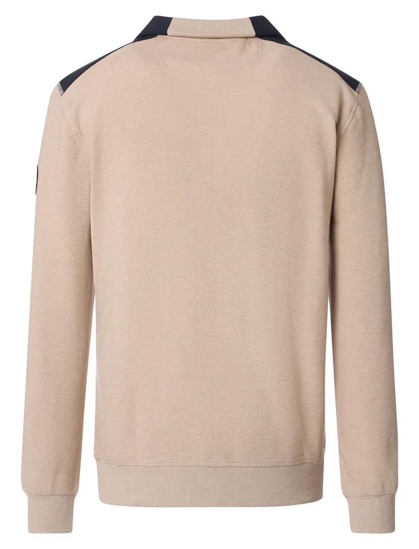 Casa Moda trui half zip creme effen katoen wijde fit