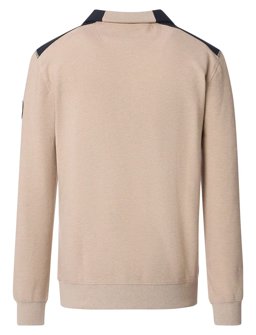 Casa Moda trui half zip creme effen katoen wijde fit