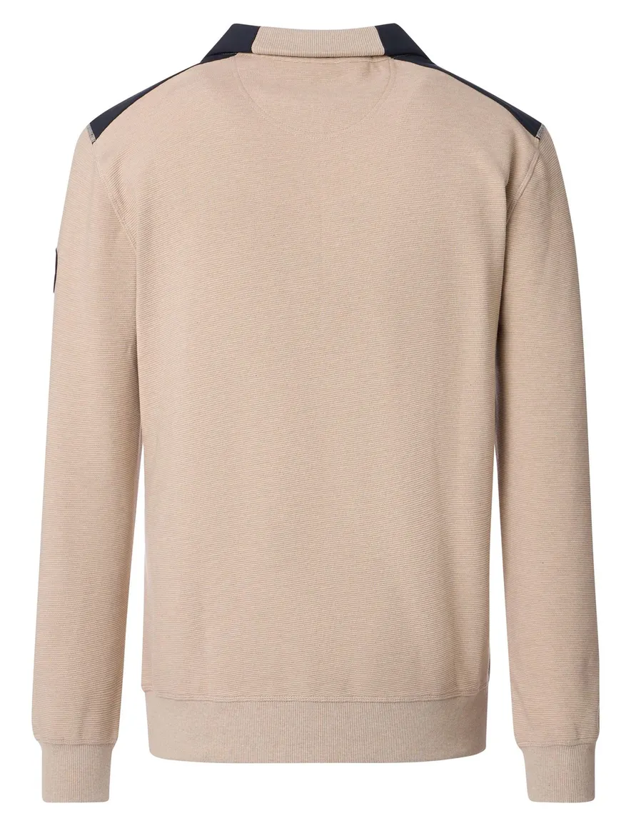 Casa Moda trui half zip creme effen katoen wijde fit